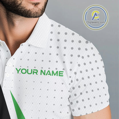 Black, White and Green Golf polo shirts For Mens custom mens golf top, unique golf gifts NQS10010