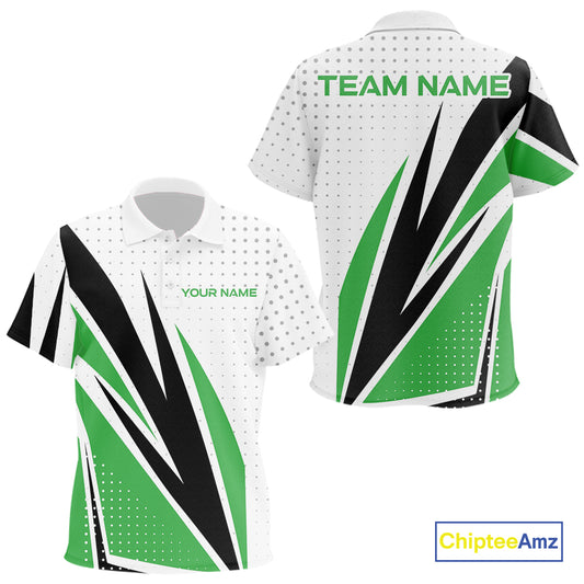 Black, White and Green Golf polo shirts For Kid custom Kid golf top, unique golf gift NQS10010