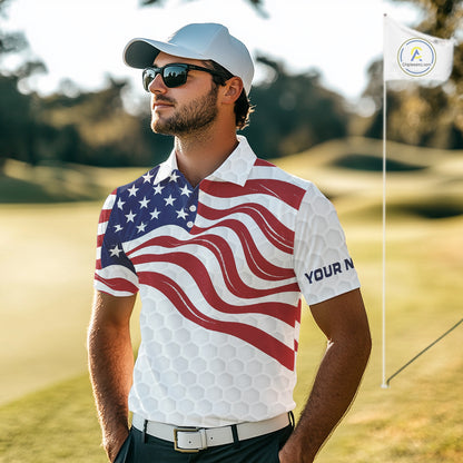Red, White and Blue American Flag Men golf polo shirts custom men's patriotic golf apparel NQS10169
