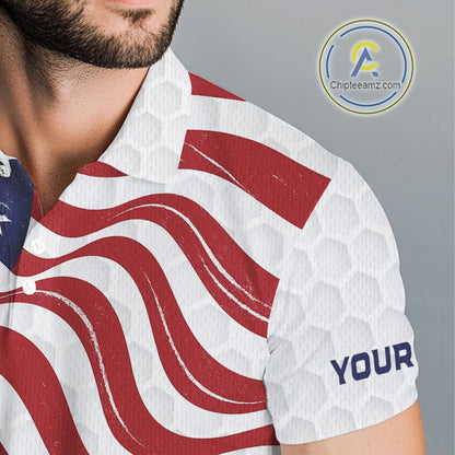 Red, White and Blue American Flag Men golf polo shirts custom men's patriotic golf apparel NQS10169
