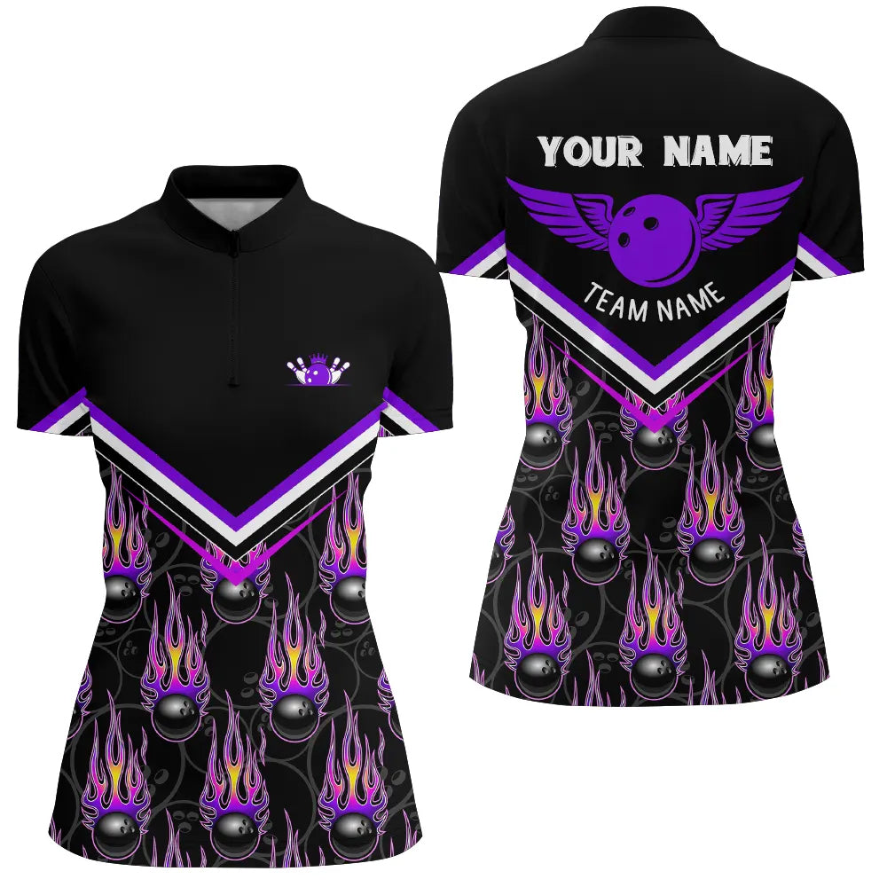 Custom bowling shirt for women – personalized team jersey front view