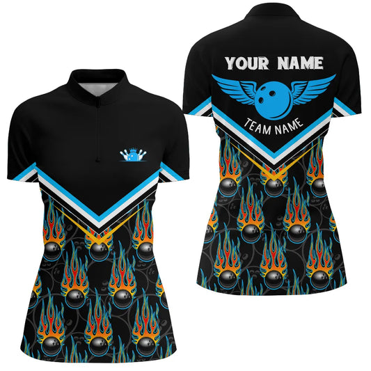 Custom bowling shirt for women – personalized team jersey front view