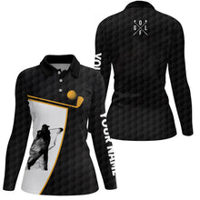 Load image into Gallery viewer, Black and white Womens golf polo shirts custom golf ball shirts for women ladies golf top NQS6213