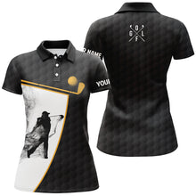 Load image into Gallery viewer, Black and white Womens golf polo shirts custom golf ball shirts for women ladies golf top NQS6213