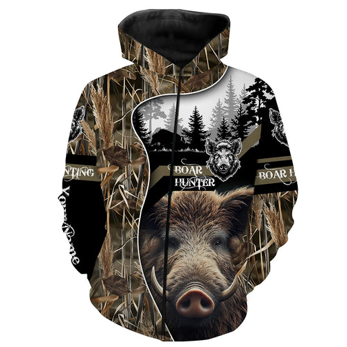 Wild Boar Hunting Camo Customize Name 3D All Over Printed Shirts Personalized Hunting gifts NQS635