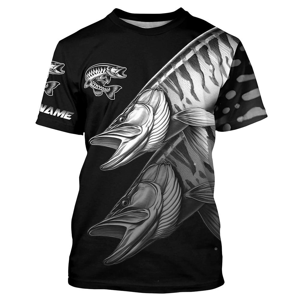 Black Musky performance Fishing Shirts Custom Muskie Fishing Long Sleeve Tournament Fishing Shirts NQS7679