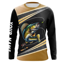 Load image into Gallery viewer, Walleye fishing yellow fish reaper sun protection custom performance long sleeve fishing shirts NQS3526