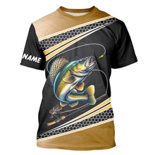 Load image into Gallery viewer, Walleye fishing yellow fish reaper sun protection custom performance long sleeve fishing shirts NQS3526
