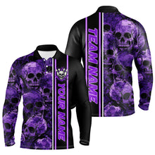 Load image into Gallery viewer, Personalized Skull Bowling Shirt For Men Custom Team's Name Bowler Jerseys | Purple NQS8560
