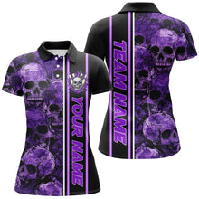 Load image into Gallery viewer, Personalized Skull Bowling Shirts For Women Custom Team's Name Bowler Jerseys | Purple NQS8560