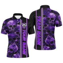 Load image into Gallery viewer, Personalized Skull Bowling Shirt For Men Custom Team's Name Bowler Jerseys | Purple NQS8560