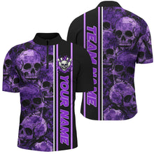Load image into Gallery viewer, Personalized Skull Bowling Shirt For Men Custom Team's Name Bowler Jerseys | Purple NQS8560