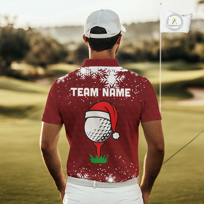 Red Christmas Golf Ball snowflake Men's Golf Polo shirts Custom Xmas Team Golf Outfits NQS10950