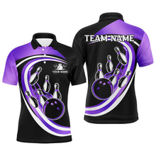 Load image into Gallery viewer, Black and Purple Bowling Polo, 1/4 Zip Shirt For Men Custom Bowling Team League Jersey,Gift For Bowler NQS9044