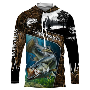 Largemouth Bass Fishing UV protection Customize name long sleeves fishing shirts for men, women, kid NQS753