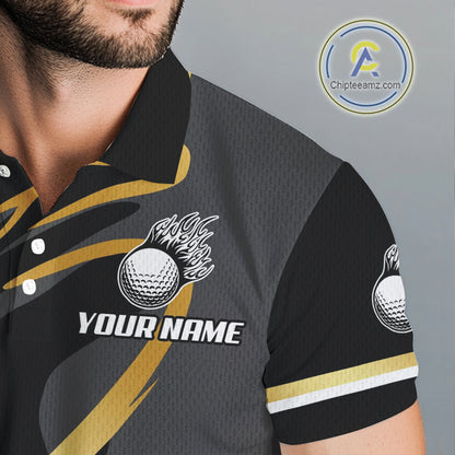 Black and Gold Crown Golf ball Men's golf polo shirts custom team golf tops for men NQS10757