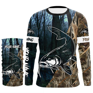 Catfish Fishing Camo Customize Name Long Sleeve Fishing Shirts Personalized Fishing Gifts NQS396