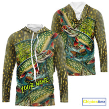 Load image into Gallery viewer, Personalized Northern Pike Fishing jerseys, Pike scales long sleeve fishing shirts uv protection NQS10333