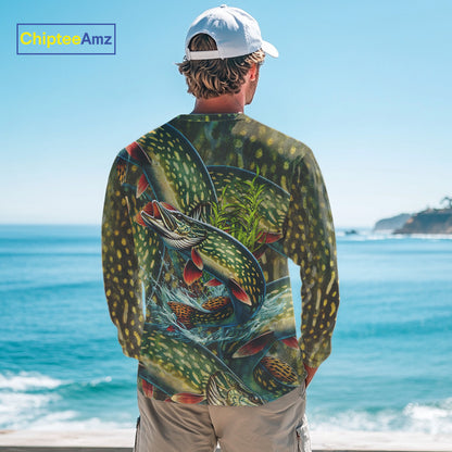 Personalized Northern Pike Fishing jerseys, Pike scales long sleeve fishing shirts uv protection NQS10333