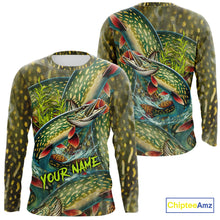 Load image into Gallery viewer, Personalized Northern Pike Fishing jerseys, Pike scales long sleeve fishing shirts uv protection NQS10333