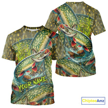 Load image into Gallery viewer, Personalized Northern Pike Fishing jerseys, Pike scales long sleeve fishing shirts uv protection NQS10333