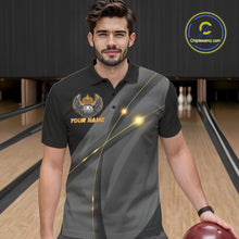 Load image into Gallery viewer, Black and Gold Crown Bowling ball wings Bowling Shirts For Men Custom Bowling Team Outfits NQS10549