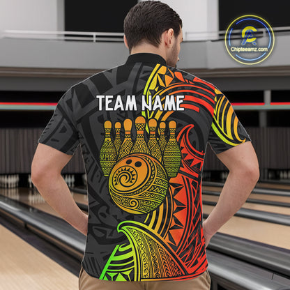 Personalized Black and Colorful Tribal pattern Bowling Shirts For Men Custom Team Bowling Jersey NQS10764
