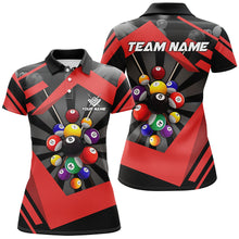Load image into Gallery viewer, Personalized Red Jerseys Billiard Balls Polo &amp; Quarter-Zip Shirt For Women, 8 Ball Pool Player Shirts TDM1716