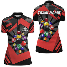 Load image into Gallery viewer, Personalized Red Jerseys Billiard Balls Polo &amp; Quarter-Zip Shirt For Women, 8 Ball Pool Player Shirts TDM1716