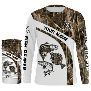 Beautiful Texas Slam Fishing Camo Redfish, Speckled Trout, Flounder Custom long sleeve Fishing Shirts NQS765