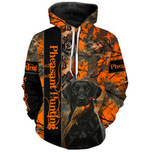 Load image into Gallery viewer, Pheasant Hunting with dog Labrador Retriever orange camo Custom name 3D All over print hunting shirt NQS2270