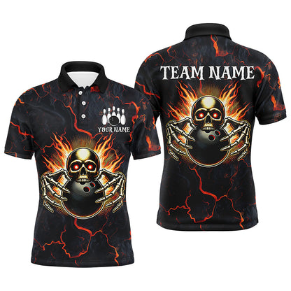 Custom Bowling Shirt for Men Personalized Skull Bowling Jersey Bowling Team League Polo, 1/4 Zip Shirt NQS8376