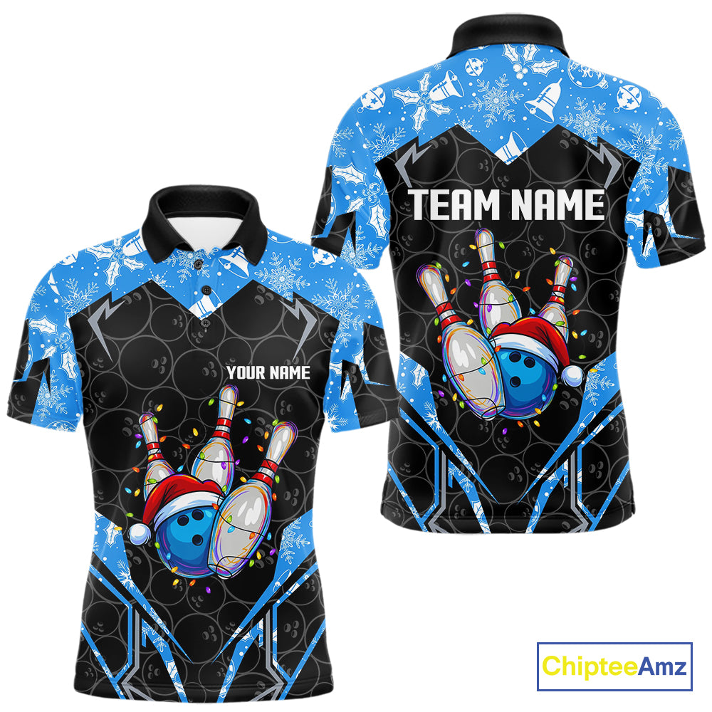 Black Camo Blue Christmas Bowling shirts for men Custom Team bowling jerseys gift for bowlers NQS10966