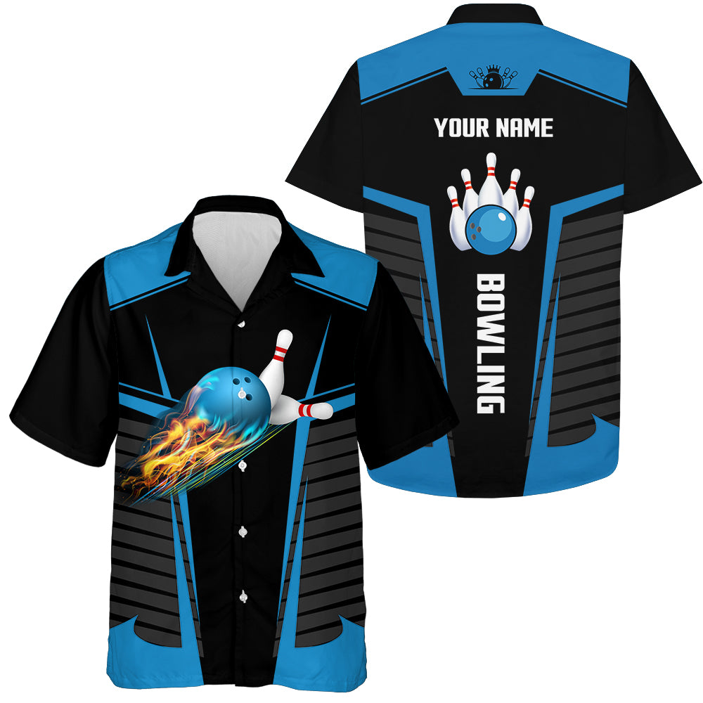 Custom Hawaiian bowling shirt for men – personalized team jersey front view