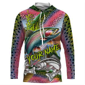 Personalized Rainbow trout Fishing jerseys, Trout pink scales long sleeve fishing shirts NQS3683