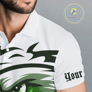 Mens golf polo shirts custom Green Eagle golf ball white golf tops, team golf attire for mens NQS10554