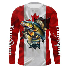Load image into Gallery viewer, Walleye fishing shirts Canadian flag patriot UV protection Customize name long sleeves fishing shirts NQS7572