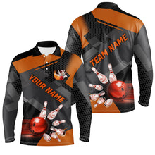 Load image into Gallery viewer, Bowling polo, Quarter zip Shirts for men Custom Bowling Team League Jerseys, gift for bowlers | Orange NQS7968