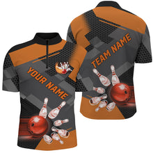 Load image into Gallery viewer, Bowling polo, Quarter zip Shirts for men Custom Bowling Team League Jerseys, gift for bowlers | Orange NQS7968