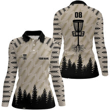 Load image into Gallery viewer, Womens disc golf polo shirt custom name and number disc golf basket camo Woods lady disc golf jerseys NQS6049