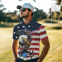 Load image into Gallery viewer, Vintage American Flag Eagle Mens golf polo shirts Custom Patriotic Team Golf top for men NQS10570