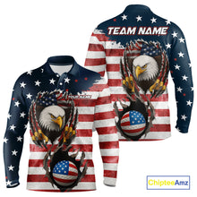 Load image into Gallery viewer, Vintage American Flag Eagle Mens golf polo shirts Custom Patriotic Team Golf top for men NQS10570