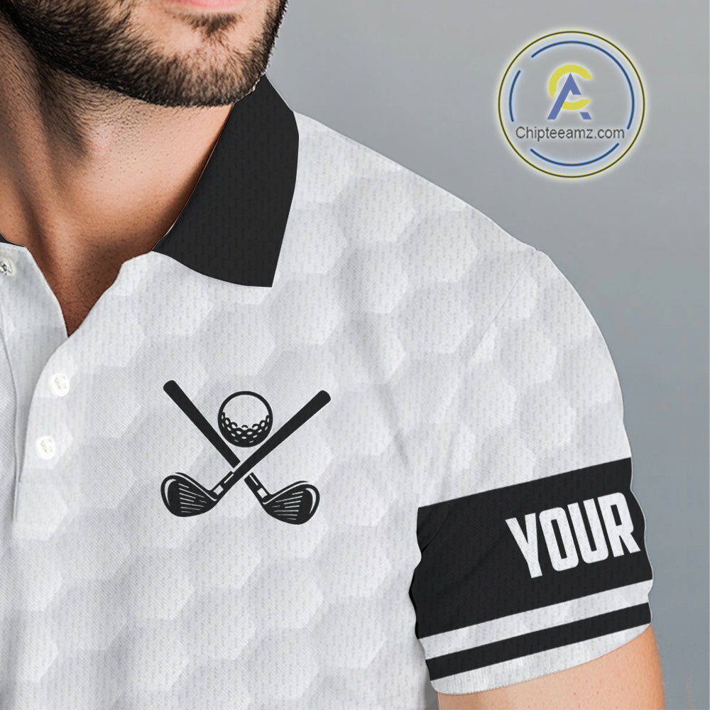 Blue & white golf ball short sleeve, long sleeve golf polo shirts custom name golf gifts for men NQS10214