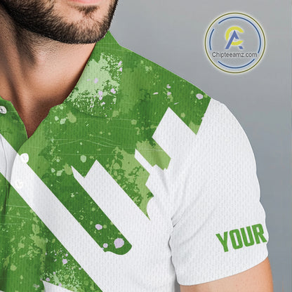 Green and white golf ball flame Men golf polo shirts custom team golf shirts, mens golf clothing NQS10978