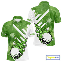 Load image into Gallery viewer, Green and white golf ball flame Men golf polo shirts custom team golf shirts, mens golf clothing NQS10978