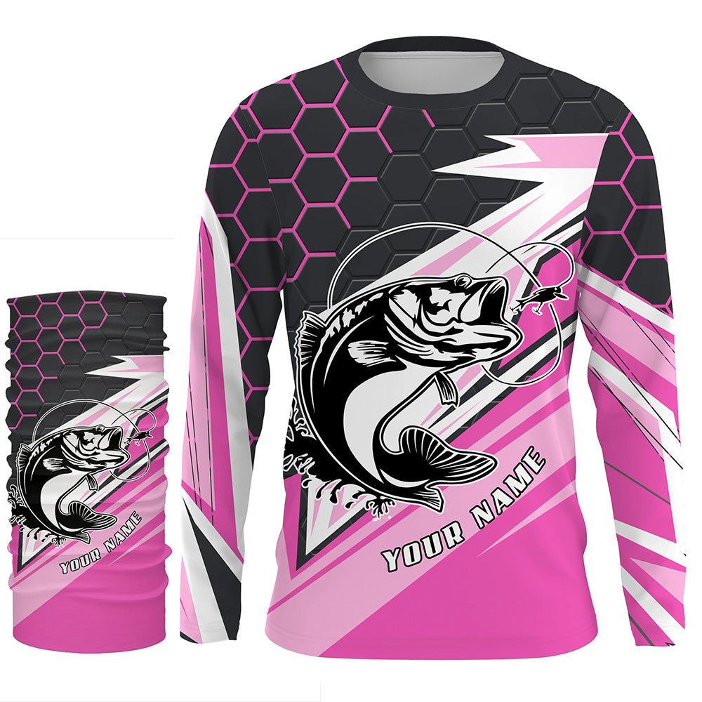 Largemouth Bass Fishing tattoo Customize UV protection long sleeves fishing shirts, Bass pink jerseys NQS5860