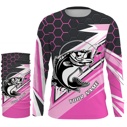 Largemouth Bass Fishing tattoo Customize UV protection long sleeves fishing shirts, Bass pink jerseys NQS5860