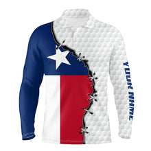 Load image into Gallery viewer, Mens golf polo shirts Texas flag white golf ball skin pattern custom patriot team golf shirts NQS7982