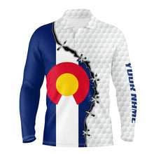 Load image into Gallery viewer, Mens golf polo shirts Colorado flag white golf ball skin pattern custom patriot team golf shirts NQS7983