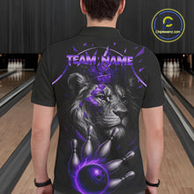 Load image into Gallery viewer, Custom Black and Purple Lion Bowling Polo, Quarter Zip shirts for Men, Lion Team Bowling Jerseys NQS10586